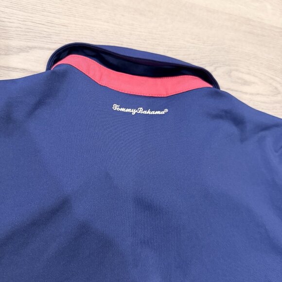 Tommy Bahama Golf Women’s Short Sleeve Zip Polo Shirt Size S Navy Blue EUC - Picture 3 of 4